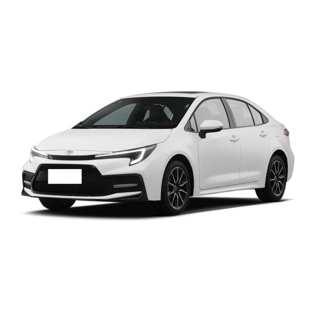 A white Toyota sedan.