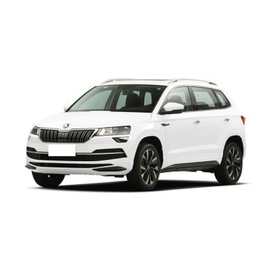 A white Skoda SUV against a white background.