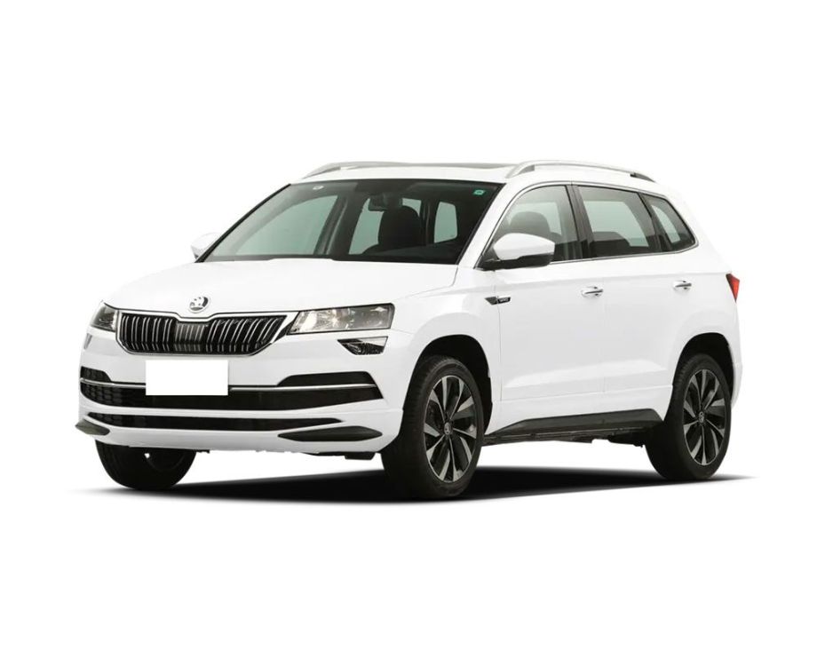 A white Skoda SUV against a white background.