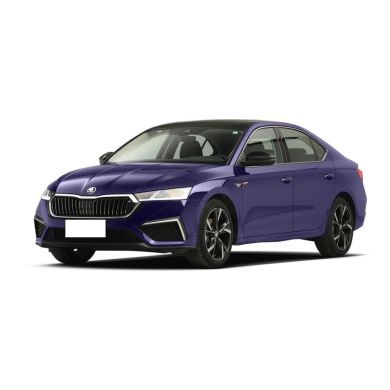 A purple Škoda sedan car.