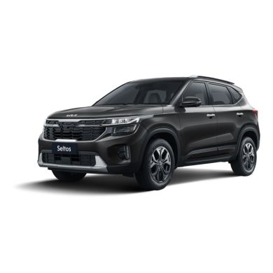 A black Kia Seltos SUV.