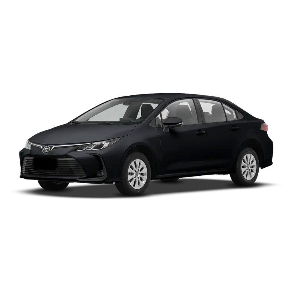 A sleek black Toyota sedan with a modern design, presented against a plain white background.
