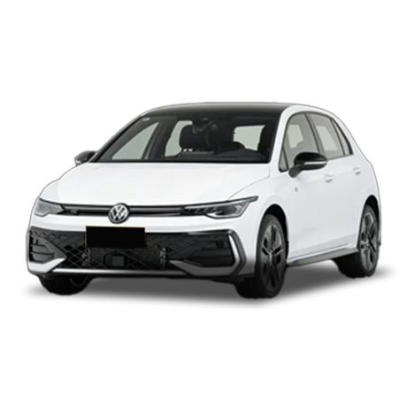 A white Volkswagen hatchback car.