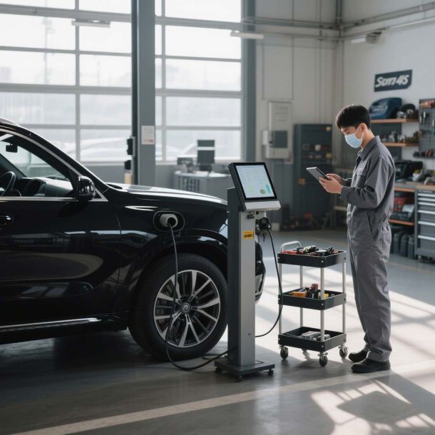 Technician is testing the vehicle