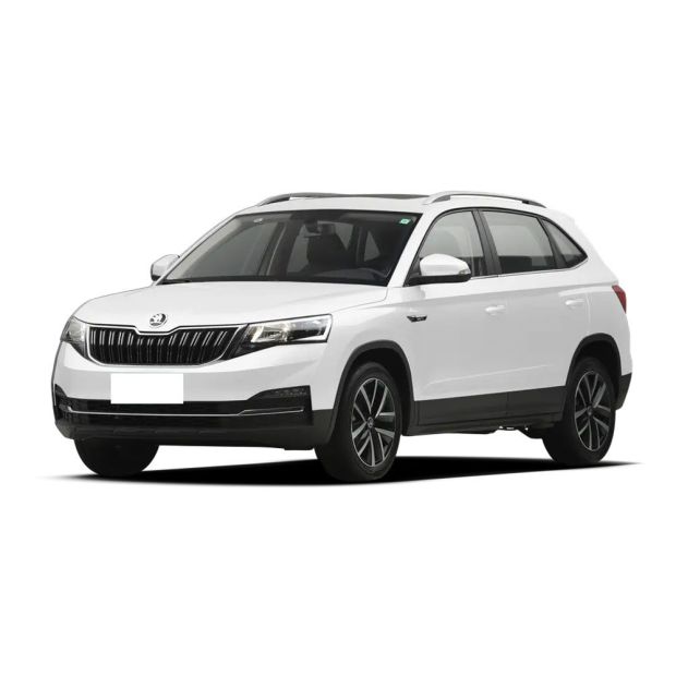 White Skoda SUV isolated on white background.
