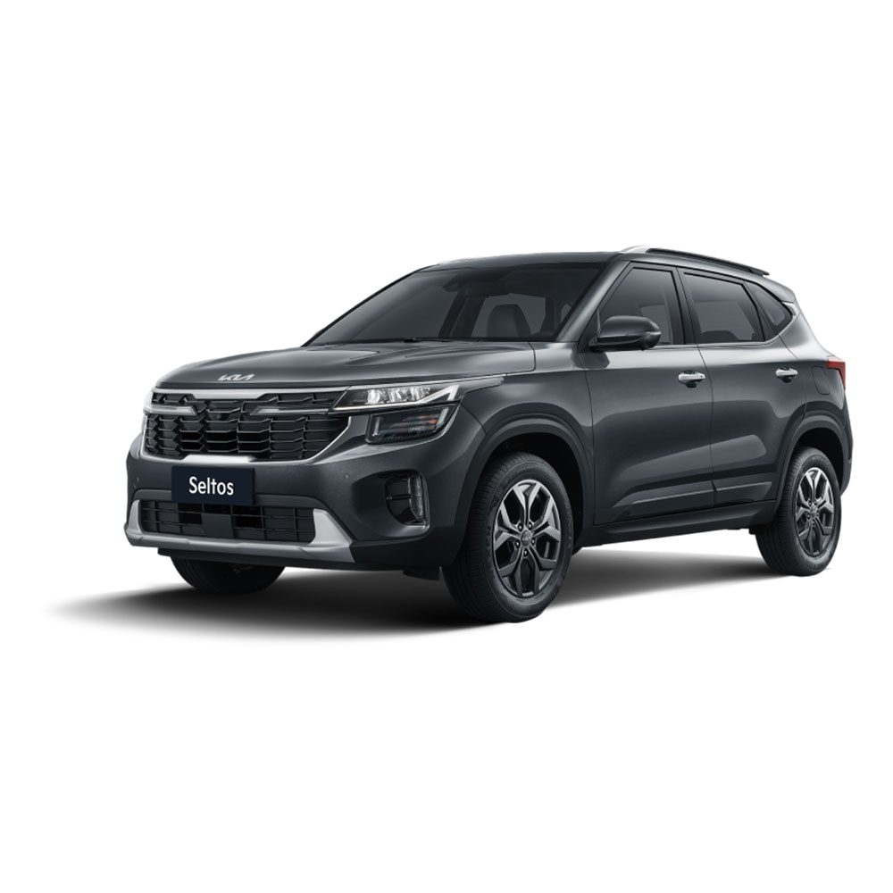 KIA Seltos 2023 1.5L CVT Premium Edition Gravity Gray A dark gray Kia Seltos SUV.