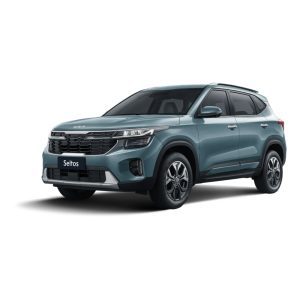 KIA Seltos 2023 1.5L CVT Premium Edition Icicle Blue A blue - green Kia Seltos SUV.