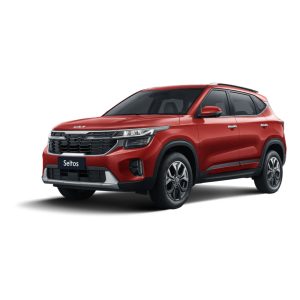 KIA Seltos 2023 1.5L CVT Premium Edition Leap Red A red Kia Seltos SUV.
