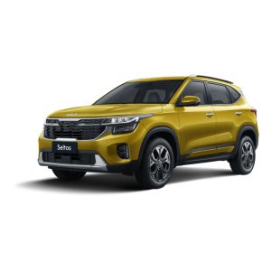 KIA Seltos 2023 1.5L CVT Premium Edition Starburst Yellow A yellow Kia Seltos SUV.