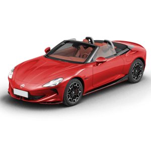 MG Cyberster 2024 501km Glamour Heart Edition FLAME A red MG Cyberster convertible sports car.