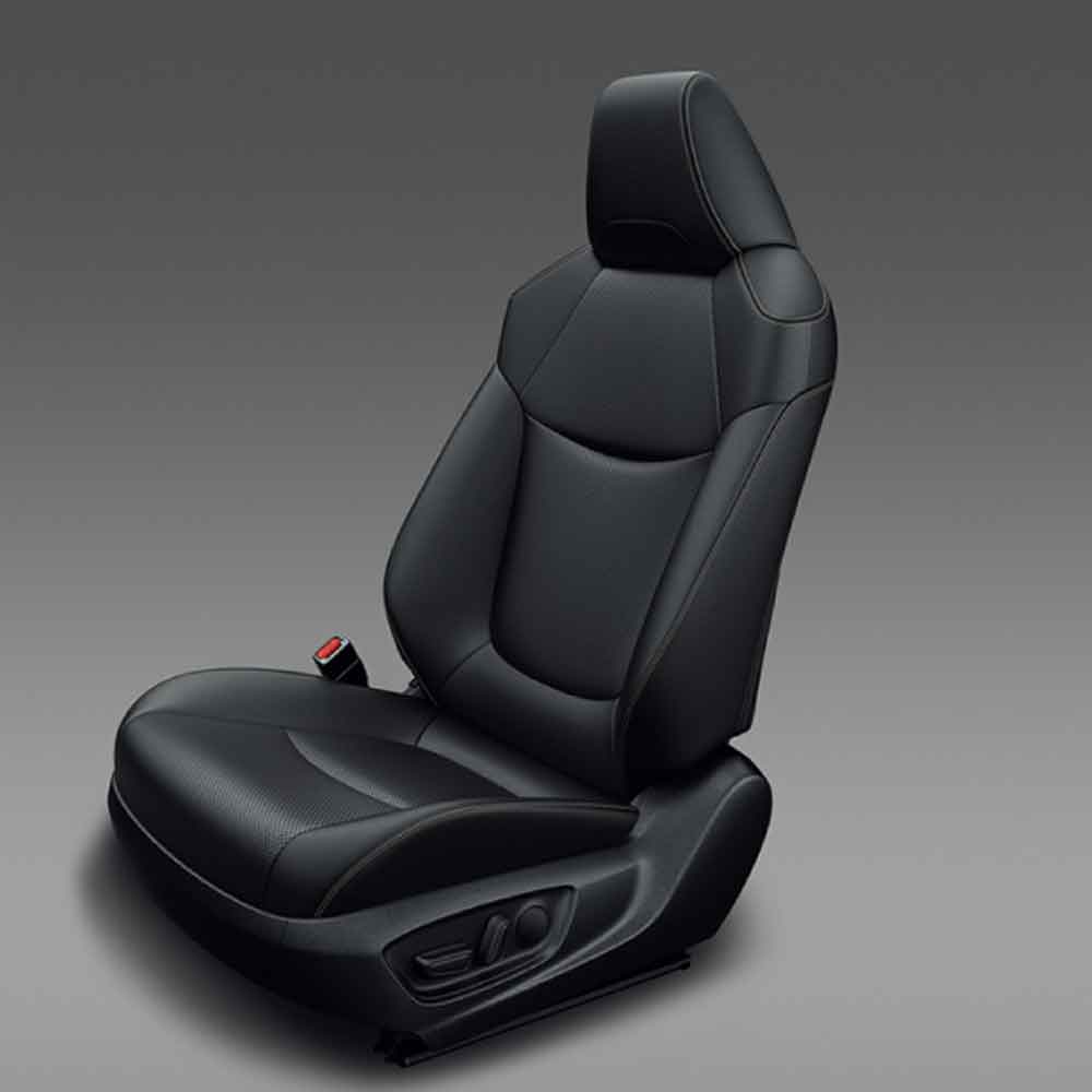 Toyota Corolla 2024 1.2T Elite Driver's seat power 6-way adjustable seat A black leather car seat with adjustment controls.