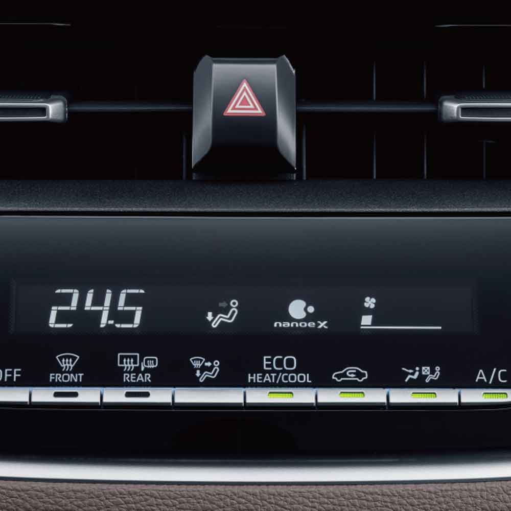 Toyota Corolla 2024 1.2T Elite Intelligent air conditioning system Close - up of a car's climate control panel with a digital display showing 24.5 and various control buttons.