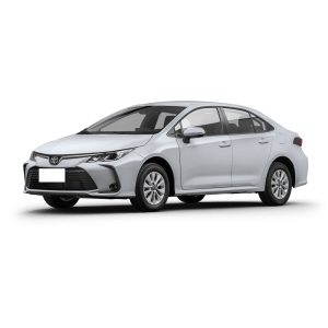 Toyota Corolla 2024 1.2T Elite Silver Metal A white Toyota sedan.