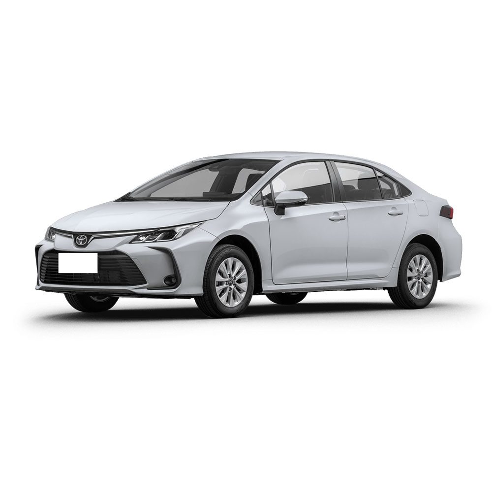 Toyota Corolla 2024 1.2T Elite Silver Metal A white Toyota sedan.