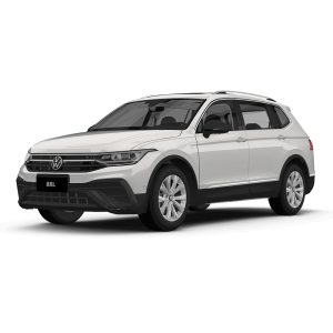 Volkswagen Tiguan L 2024 300TSI FWD Dragon Edition Aurora White A white Volkswagen Tiguan L SUV against a plain white background.