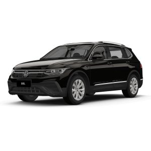 Volkswagen Tiguan L 2024 300TSI FWD Dragon Edition Basalt Black A black Volkswagen Tiguan L SUV against a white background.