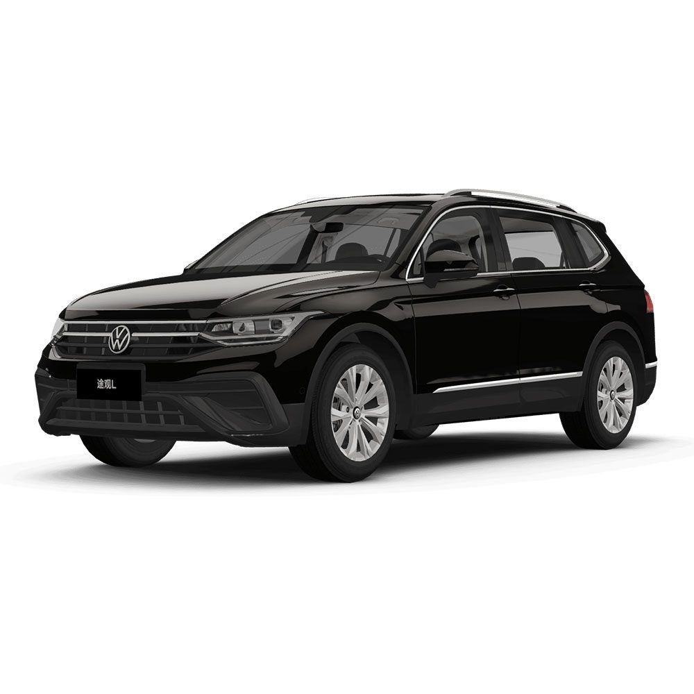 Volkswagen Tiguan L 2024 300TSI FWD Dragon Edition Basalt Black A black Volkswagen Tiguan L SUV against a white background.