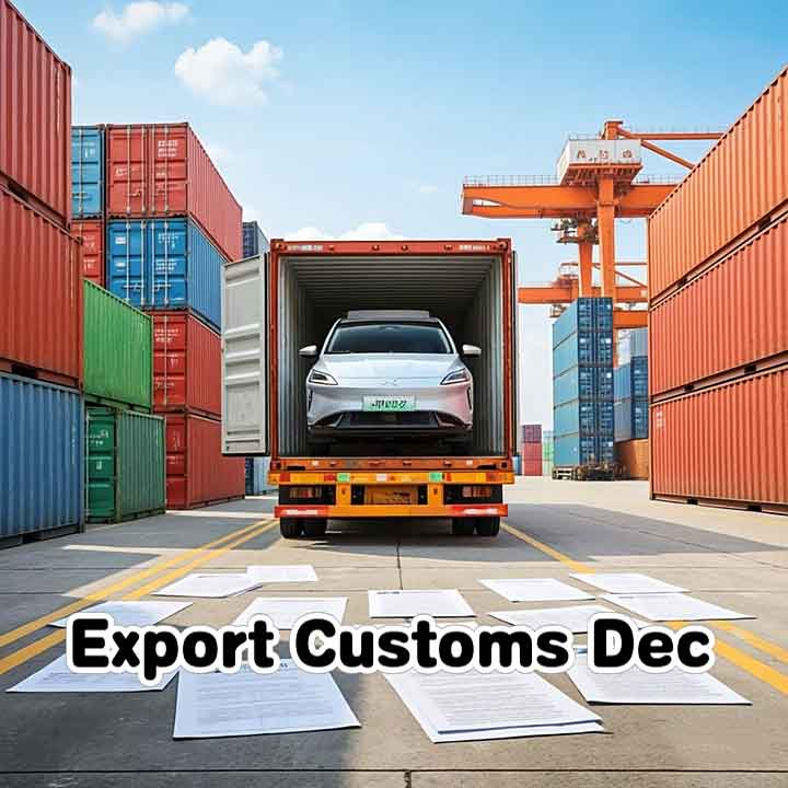 Export Customs Declaration Documents for Imported Chinese car