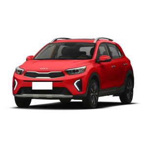 Front view of a red Kia SUV.