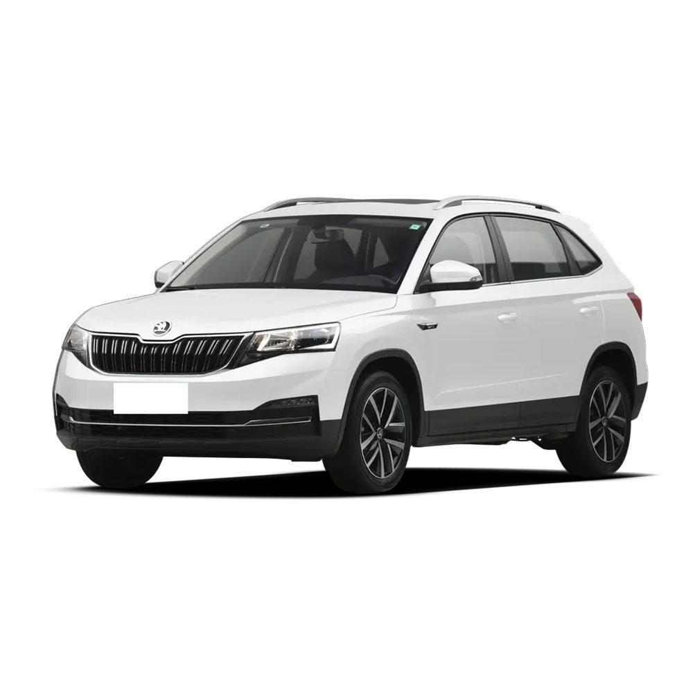 White Skoda SUV isolated on white background.