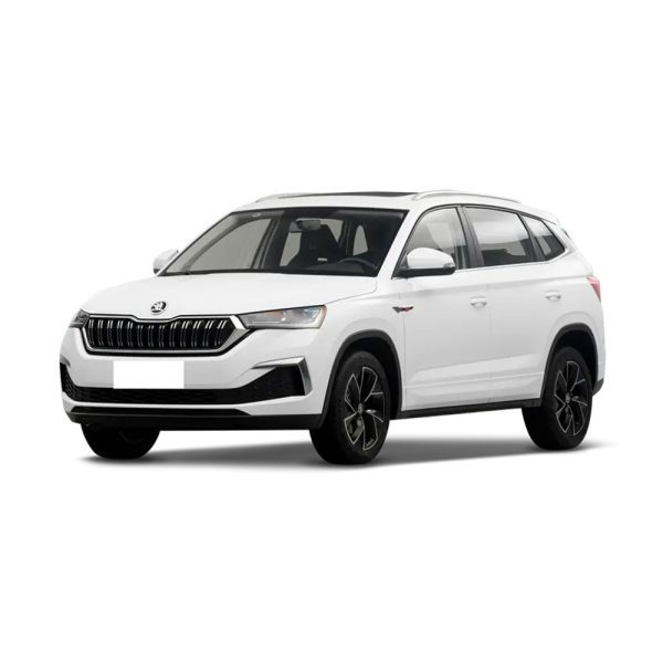 White Skoda SUV isolated on white background.