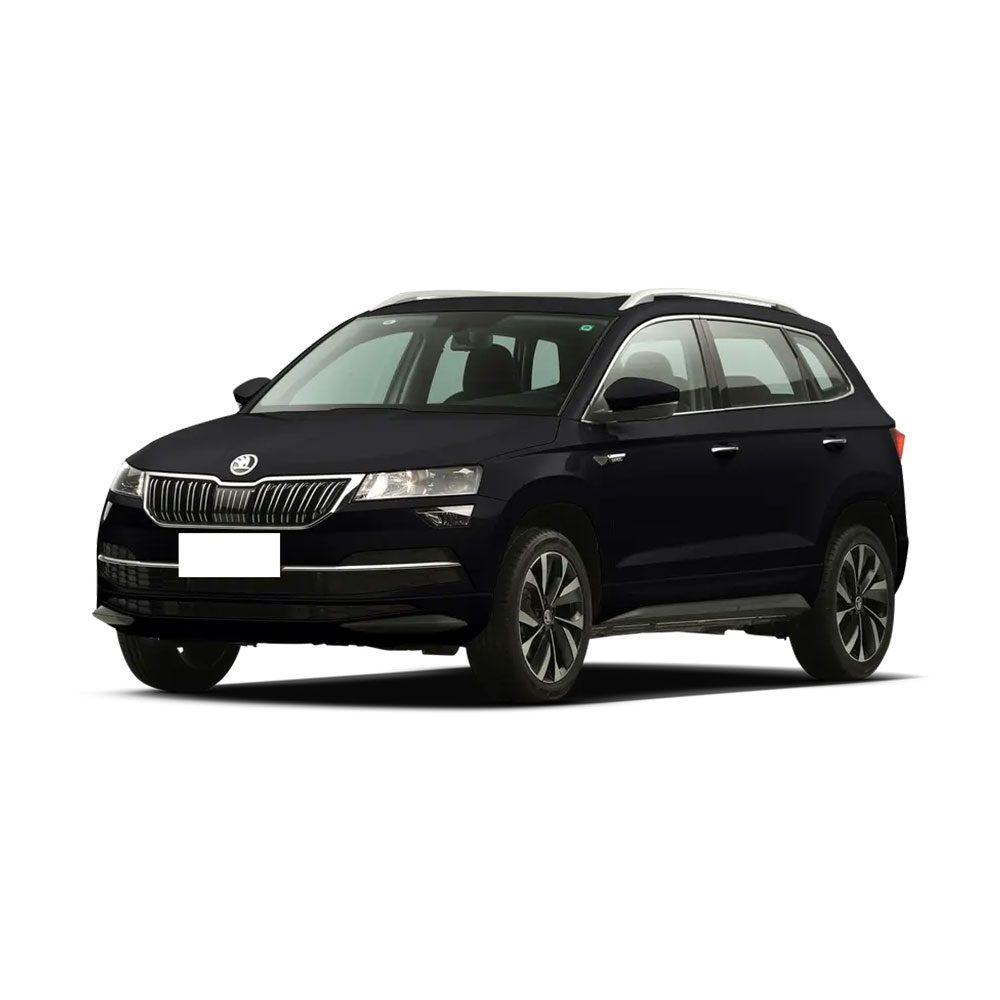A black Skoda SUV against a white background.