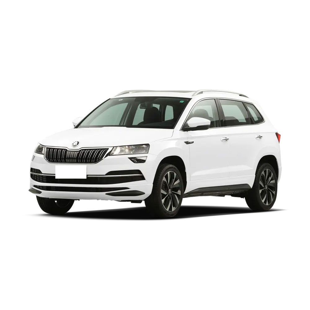 A white Skoda SUV against a white background.