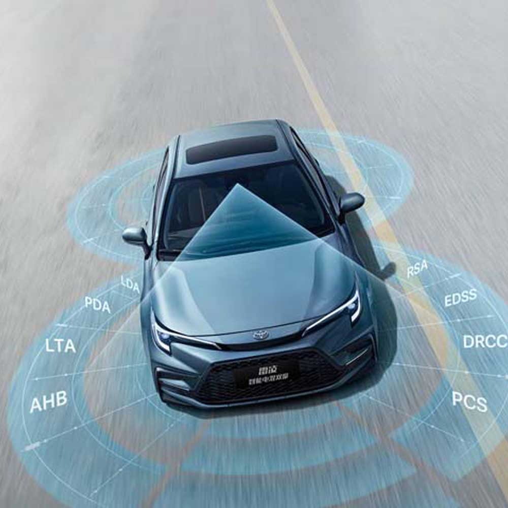 Toyota car with advanced driver - assistance system indicators.