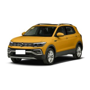 Volkswagen T Cross 2023 300TSI DSG Luxury Edition Vibrant Gold Front view of a yellow Volkswagen SUV.