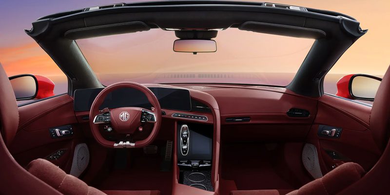 MG Cyberster convertible front row perspective