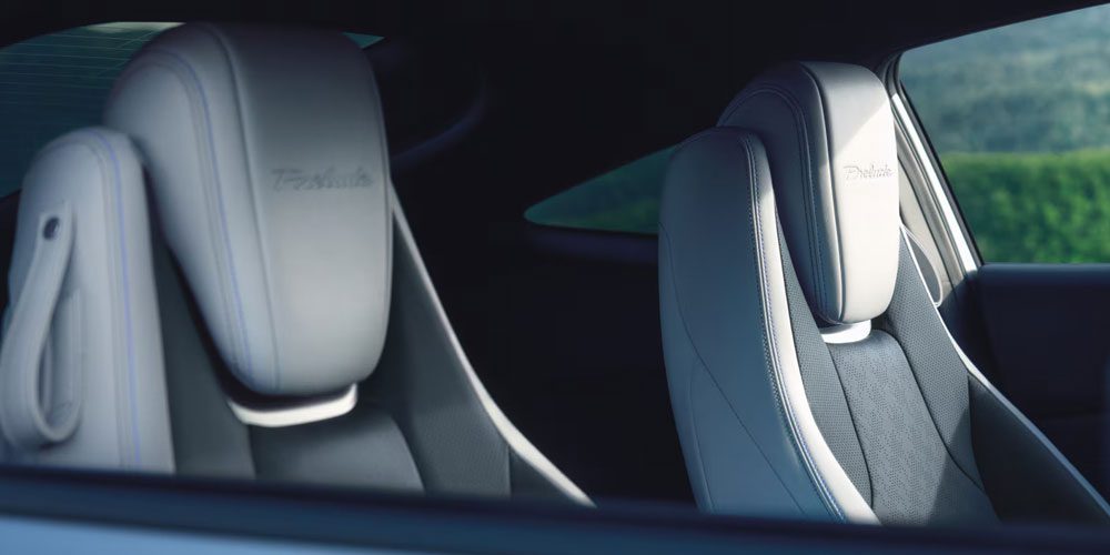 2026 Honda Prelude Prelude logo on the front seat headrests
