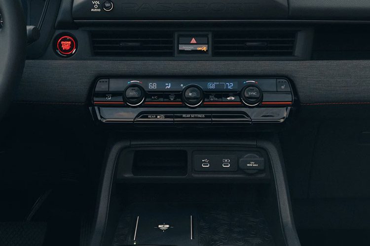 2026 Passport TrailSport Elite with black interior showcaing Tri-Zone climate control