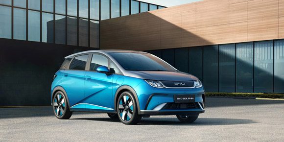 BYD Dolphin Side view under sunlight