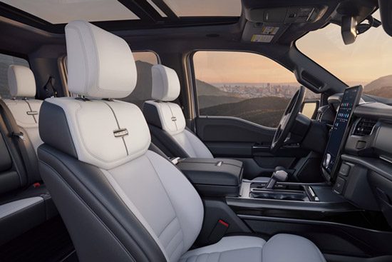 Close-up of the interior of a 2025 Ford F-150 Lightning