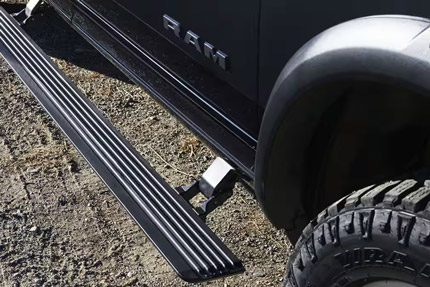 Display One of the retractable power running boards on a 2026 Ram 2500 Rebel