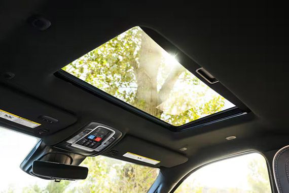 Display The open sunroof in a 2026 Ram 2500