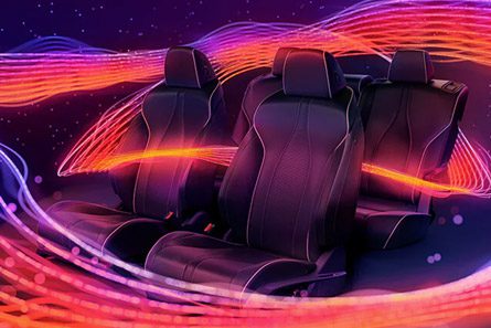 Musical note demonstration during the operation of a high-end car audio system