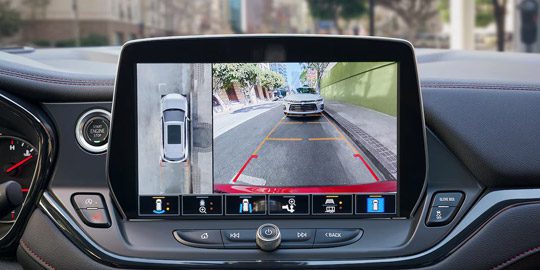 The Front Display of a 2026 Chevy Blazer Showing the Rear Camera View in Its Display