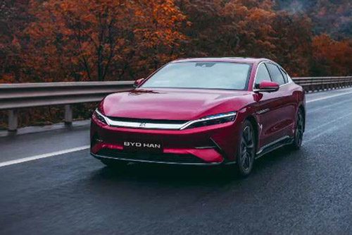 BYD Han EV traveling at high speed