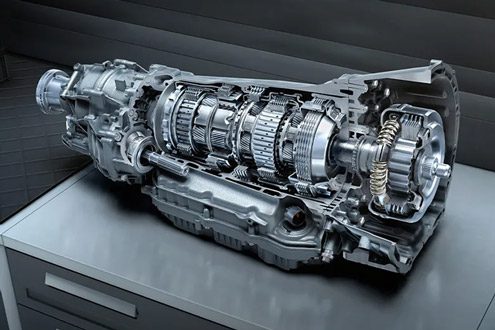 The 2026 Mercedes-AMG GLC features AMG SPEEDSHIFT MCT 9-speed transmission