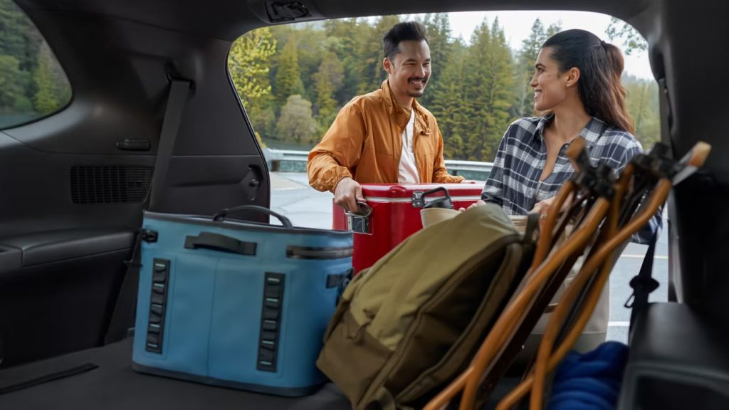 2026 Toyota Grand Highlander Hybrid MAX Platinum Rear seats folded down provide ample space