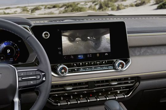 A View of the Display Dashboard Showcasing Rearview Camera Footage of 2026 Chevy Colorado