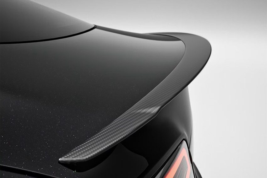 Close-up of the rear wing of the 2026 Tesla Model S