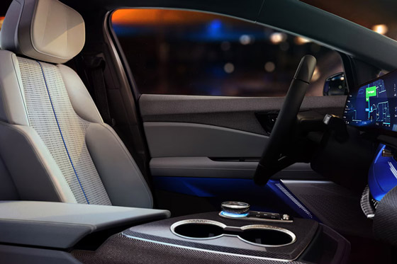 Three Quarter View of a Beige Driver's Seat in the 2026 Cadillac Optiq