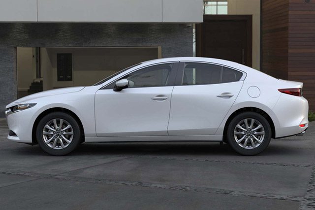 White 2026 Mazda 3 side view