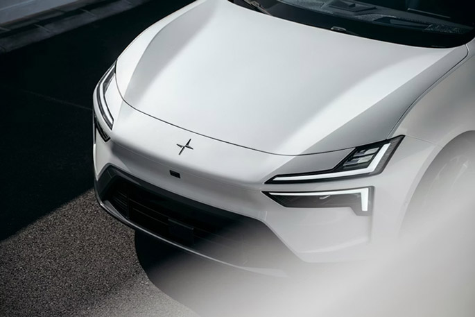 Close-up of the front of the 2026 Polestar 4