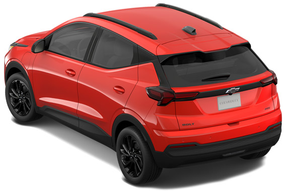 Rear three-quarter view of the 2027 Chevrolet Bolt RS