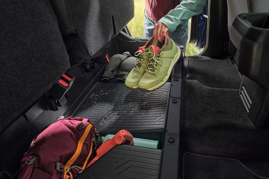 Storage space under the rear seats in the 2026 Toyota Tacoma TRD Sport