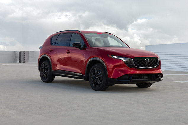 2026 Mazda CX-5 Soul Red Crystal Metallic front three-quarter view