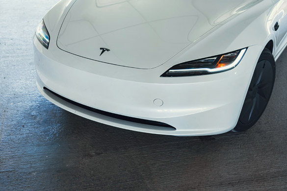Close-up of the front of the 2026 Tesla Model 3